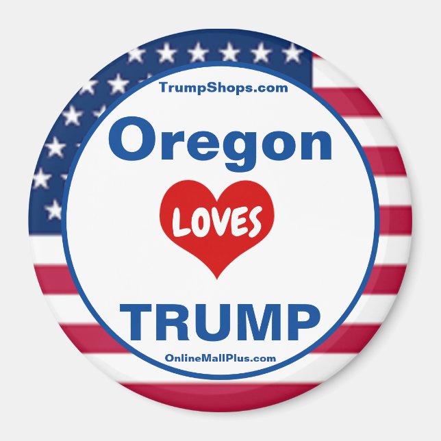 Imã Oregon LOVES TRUMP Fridge Patriótica (Frente)