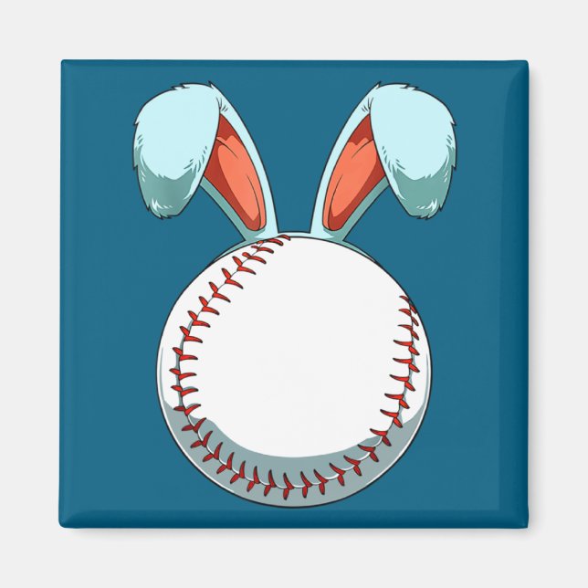 Imã Orelhas de Coelho de Páscoa de Beisebol Fa  (Frente)