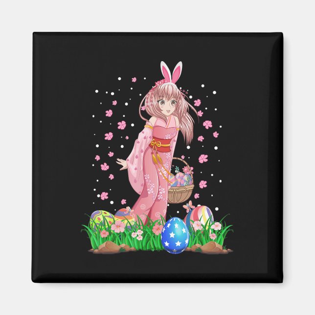 Imã Orelhas de Coelho de Páscoa Kawaii Anime Japonês M (Frente)