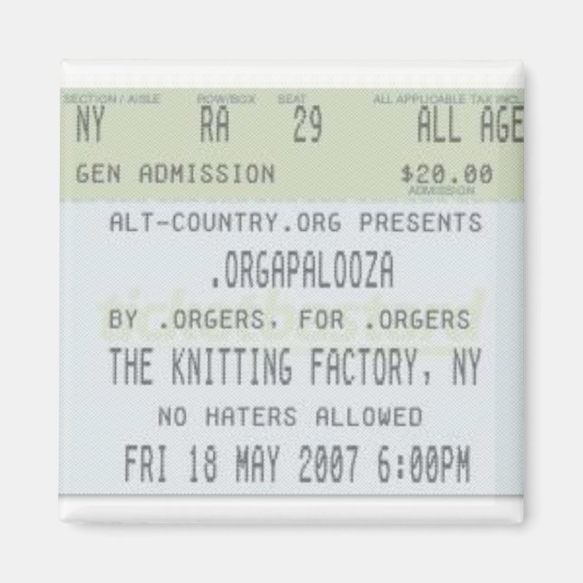 Imã .Orgapaloza - Imagem do Bilhete (Frente)