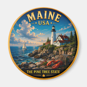 Imã Orgulho Costeiro do Estado do Pinheiro do Maine 🌲