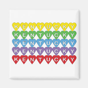 Imã Orgulho de Kentucky com Coração Colorido