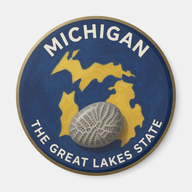 Imã Orgulho de Michigan State Emblema Wolverine 🐾 (Frente)