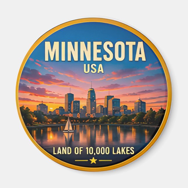 Imã Orgulho de Minnesota Terra dos Lagos (Frente)