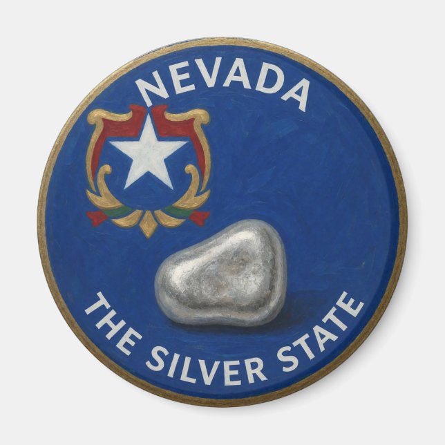 Imã Orgulho do Estado de Nevada Emblema Prata ⛏️ (Frente)