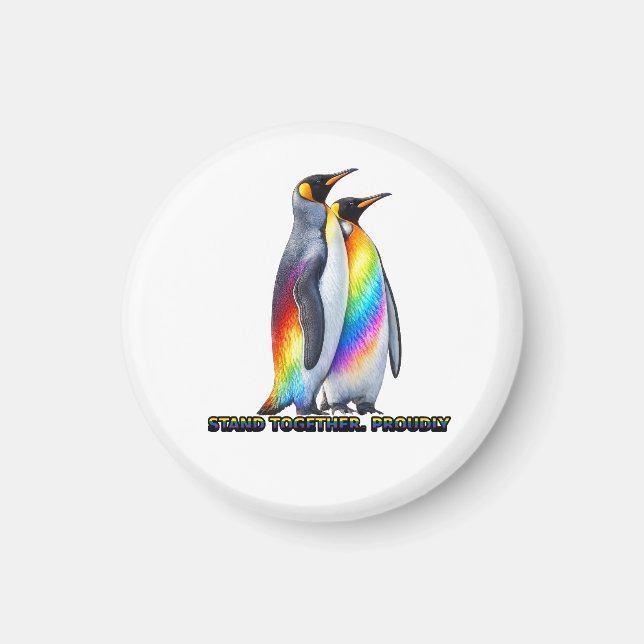 Imã Orgulho do Pingüim Arco-íris Fica Junto (Frente)
