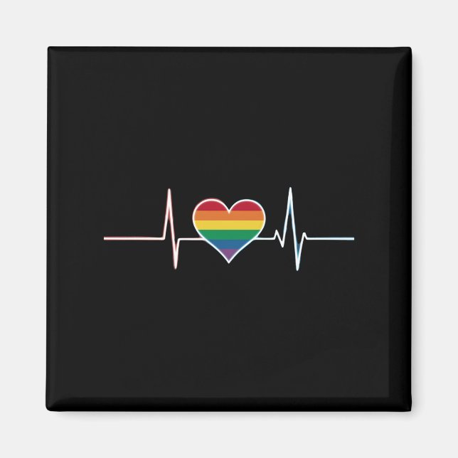 Imã Orgulho gay LGBT Heartbeat Lésbicas Gay Adoram (Frente)