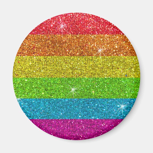 Imã Orgulho gay Sinalizador Rainbow Glitter Striter LG (Frente)