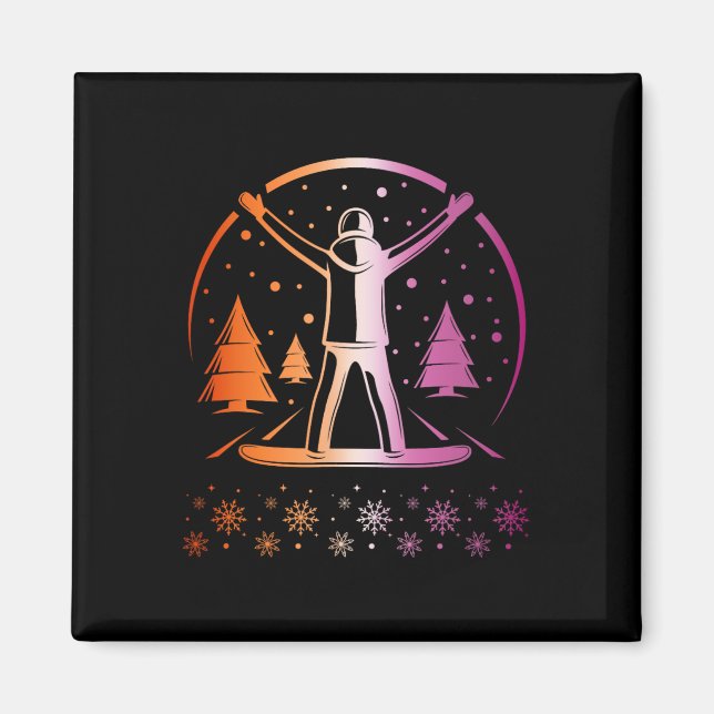 Imã Orgulho Lésbico Subtil Lgbtq Snowboard Out (Frente)