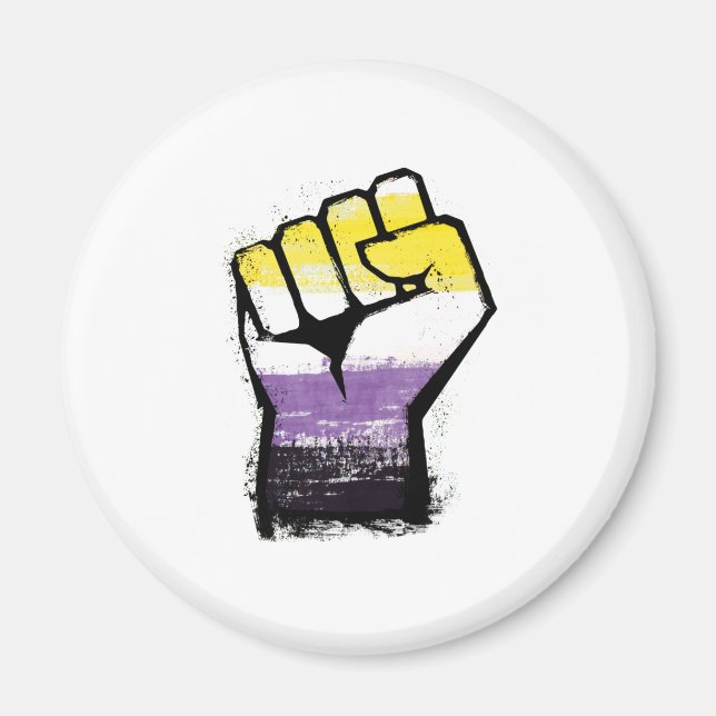 Imã Orgulho Não Binário Punho de Protesto (Frente)