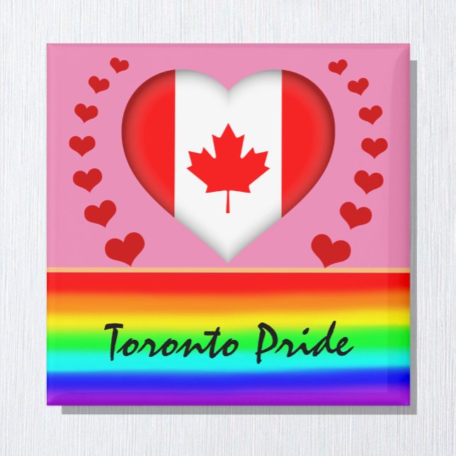 Imã Orgulho Toronto & Corações & Sinalizador Rainbow / (Criador carregado)