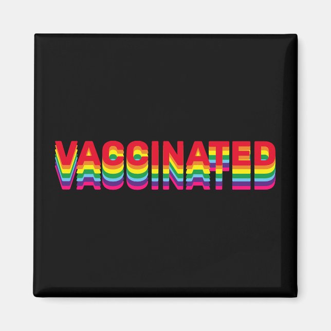 Imã Orgulho vacinado lgbt arco-íris cores preto (Frente)