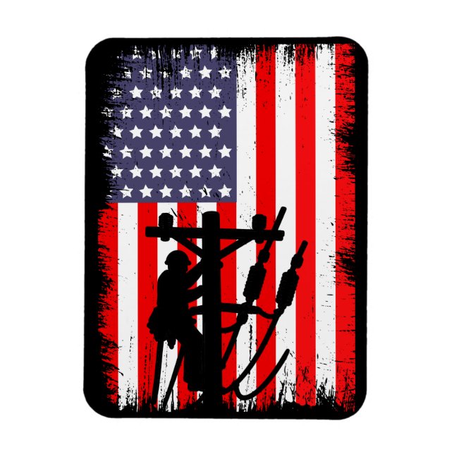 Ímã Orgulhoso Lineman Americano Trabalhador de Serviço (Vertical)