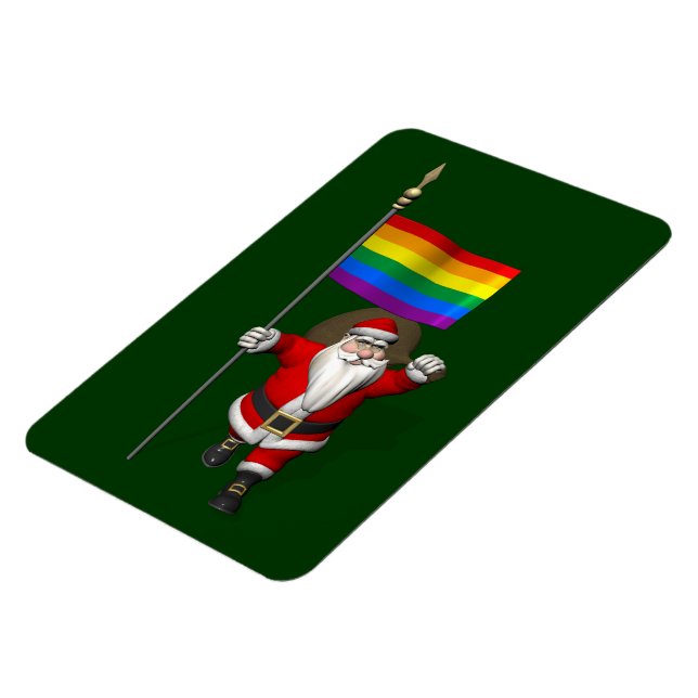Ímã Orgulhoso Papai Noel Com Bandeira Arco-Íris (Left Side)