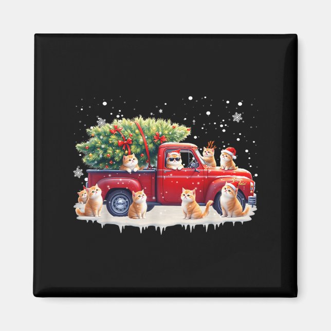 Imã Oriental Cat Red Truck Christmas Tree Santa Ugly X (Frente)