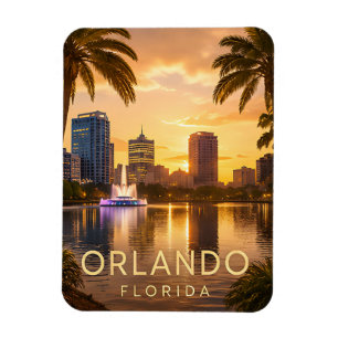 Ímã Orlando Flórida Golden Sunset Paisagem Urbana Viag