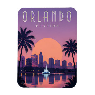 Ímã Orlando Flórida Palma Pôr do Sol Silhueta Férias