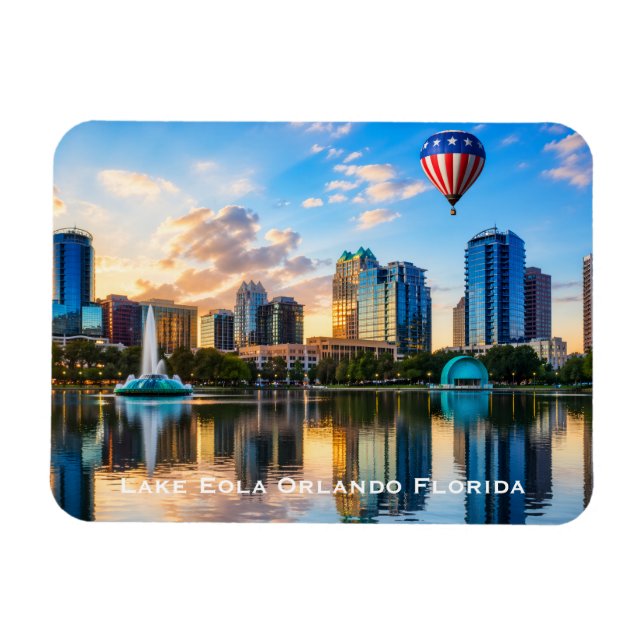 Ímã Orlando Florida Skyline Lake Eola Hot Air Balloon (Horizontal)