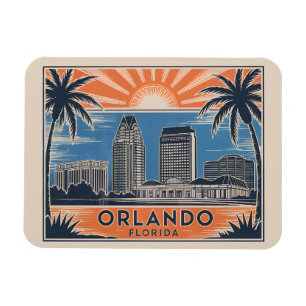 Ímã Orlando Florida Skyline Médio Century Estilo Vinta
