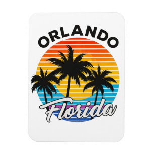 Ímã “Orlando Flórida” Vintage Pôr do Sol e Palmeira