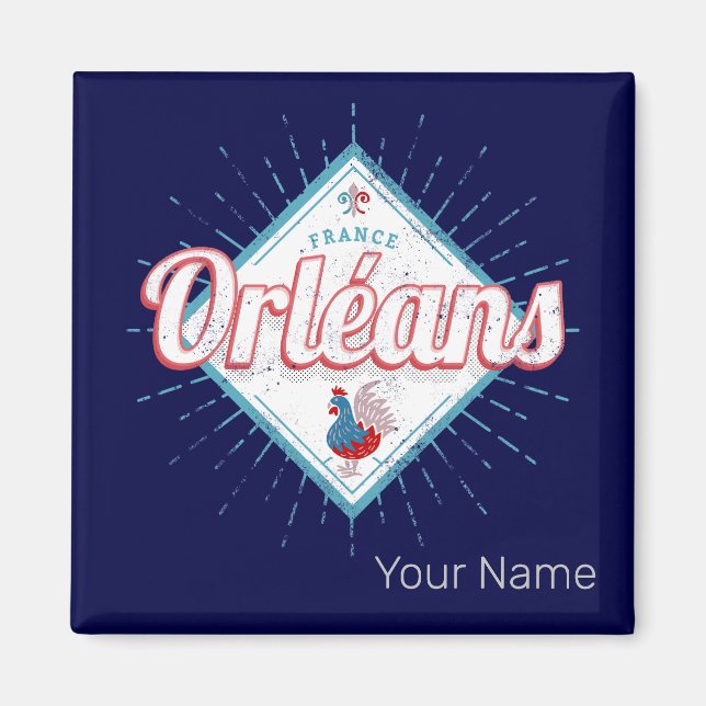 Imã Orleans Loiret França Retro Rooster Vintage (Frente)