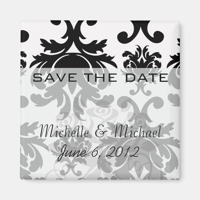 Imã ornamentado branco preto (Frente)