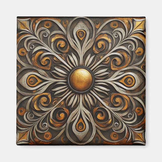 Imã Ornamentado de rolagem com o Ouro Center2 (Frente)