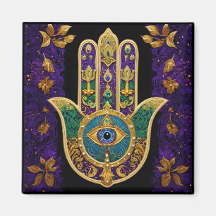 Imã Ornamentado Dourado Terceiro Olho Hamsa