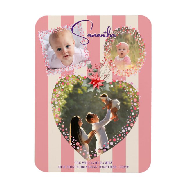 Ímã Ornamentado Frames 3 Foto 1 rua Cartões de Natal (Vertical)