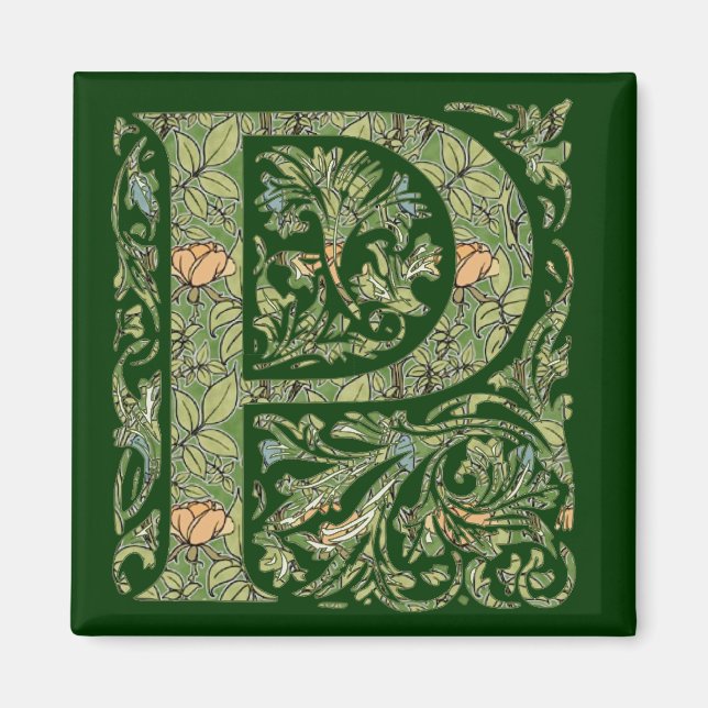 Imã Ornamentado P Monograma Floral Leafy (Frente)