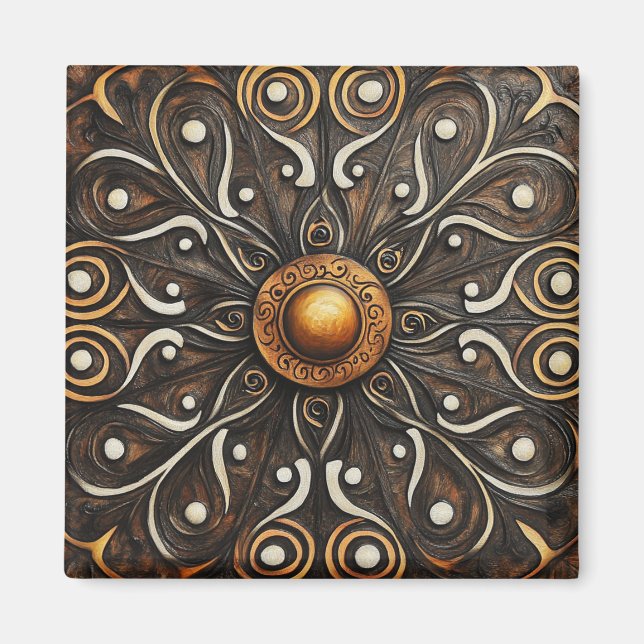 Imã Ornamentado Scrollwork com o Ouro Center 4 (Frente)