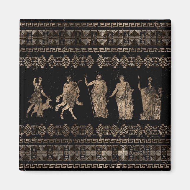 Imã Ornamento-chave de Deidades Gregas e Meander (Frente)