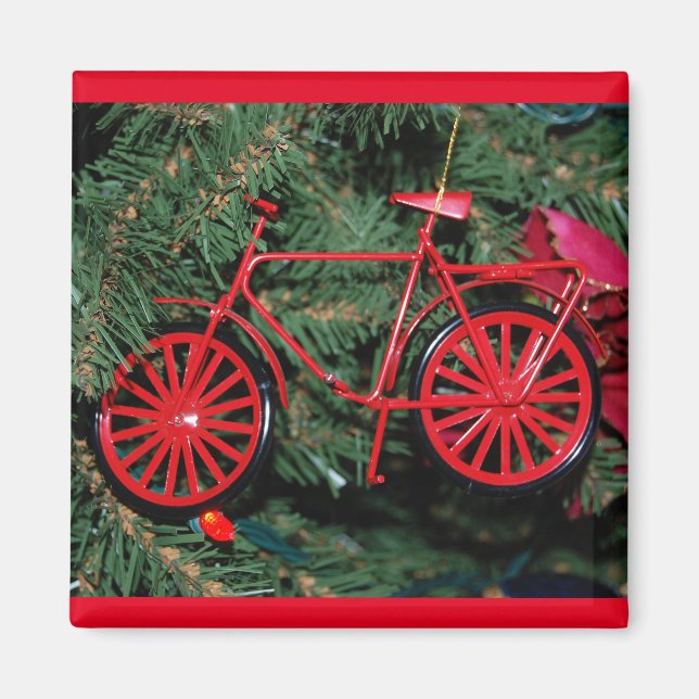 Imã Ornamento de Bicicleta em uma Árvore de Natal (Frente)