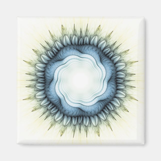 Imã Ornamento floral azul giratório (Frente)