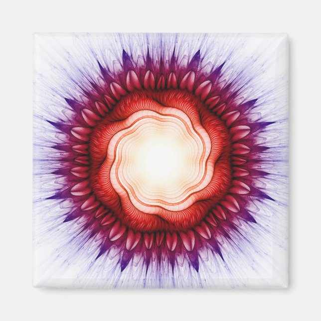 Imã Ornamento vermelho floral (Frente)