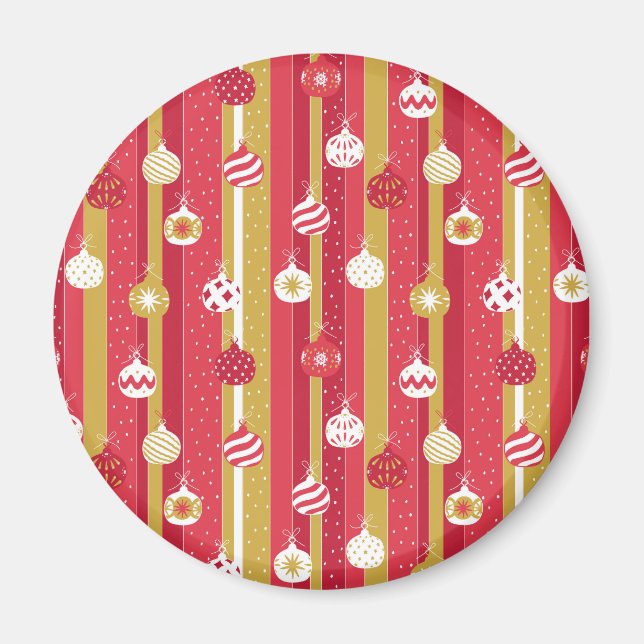 Imã Ornamentos de Árvore de Natal Amarelo Vermelho (Frente)