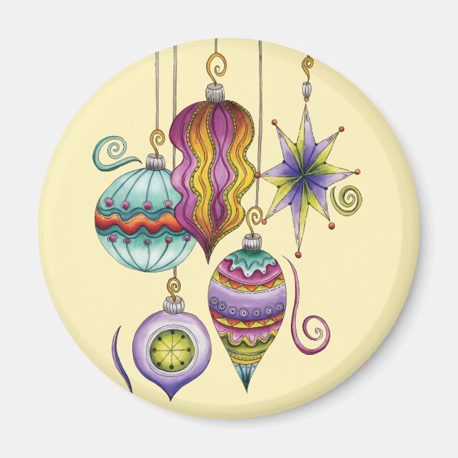 Imã Ornamentos de Natal, Elegante e Vidro Rico (Frente)