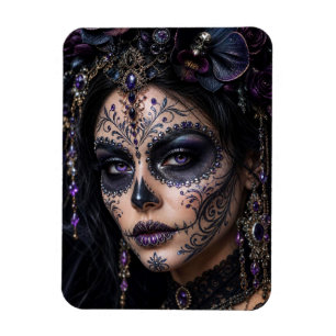 Ímã Orquídea Âmbar Calavera – Caveira de Açúcar Gótica