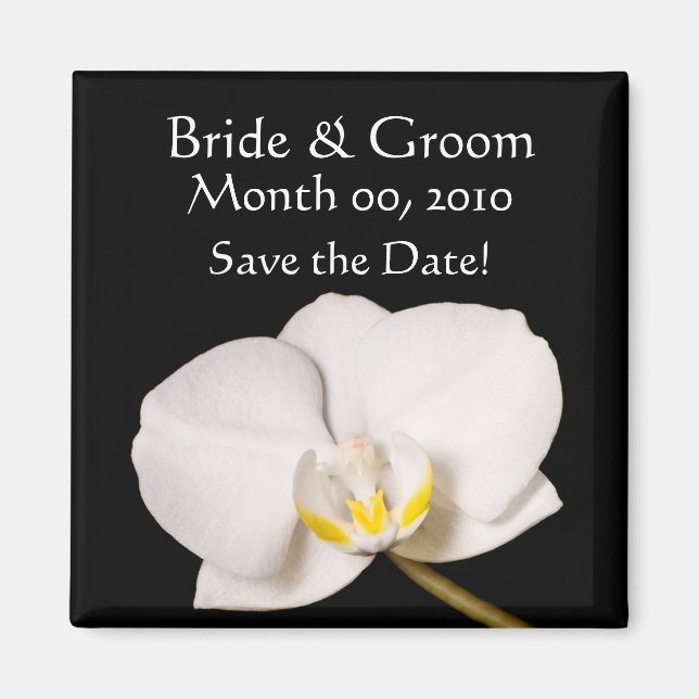 Imã Orquídea branca em preto (Frente)