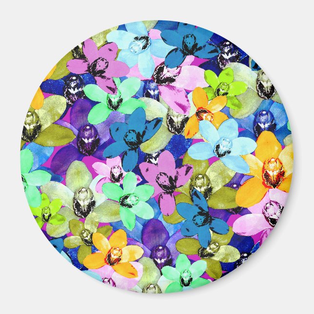 Imã Orquídea Extravaganza Watercolor, Magnet (Frente)