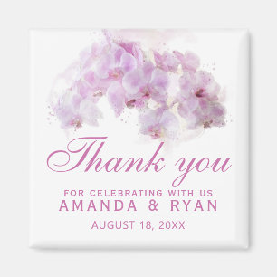 Imã Orquídea Rosa Flor de Aquarela Casamento Obrigado