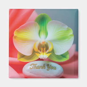 Imã Orquídea Serena com texto "Obrigado"