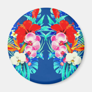 Imã Orquídea tropical e palmeiras folhas florais do H