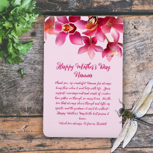 Ímã Orquídeas Dia das Mães Obrigado Mensagem Rosa