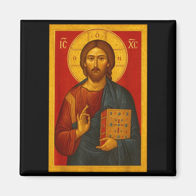 Imã Orthodox Icon Of Jesus Christ Pantocrator  (Frente)