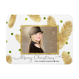 Ímã Ortografia Glitter Dourada de Feliz Natal - Imagem