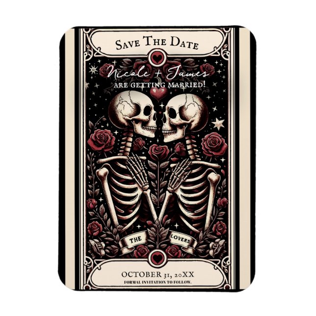 Ímã OS AMANTES Tarot Esqueleto Amor Salve a Data (Vertical)
