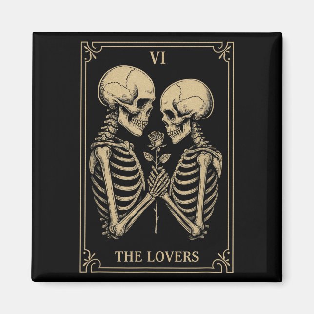 Imã Os Amantes Tarot Skeleton Tornam O Romance Gótico. (Frente)