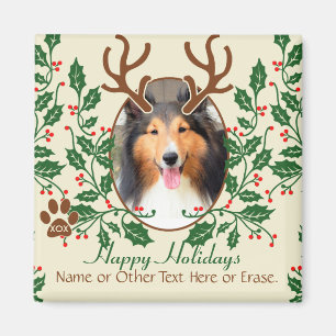 Imã Os Antlers do Natal para o cão/gato personalizam