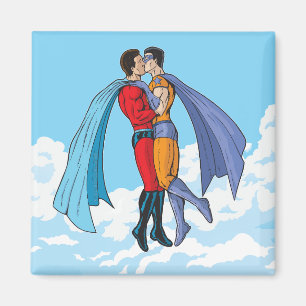 Imã Os dois super-heróis de Slipperyjoe beijando perso